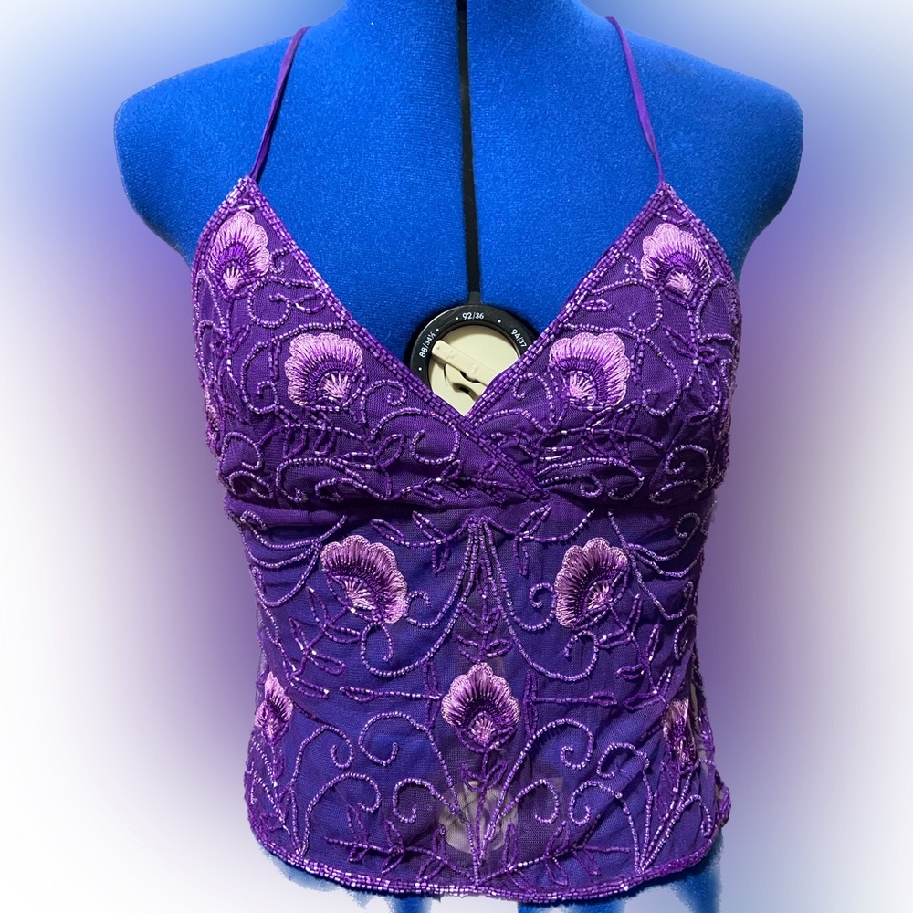 Y2K Purple Charlotte Russe Beaded Top